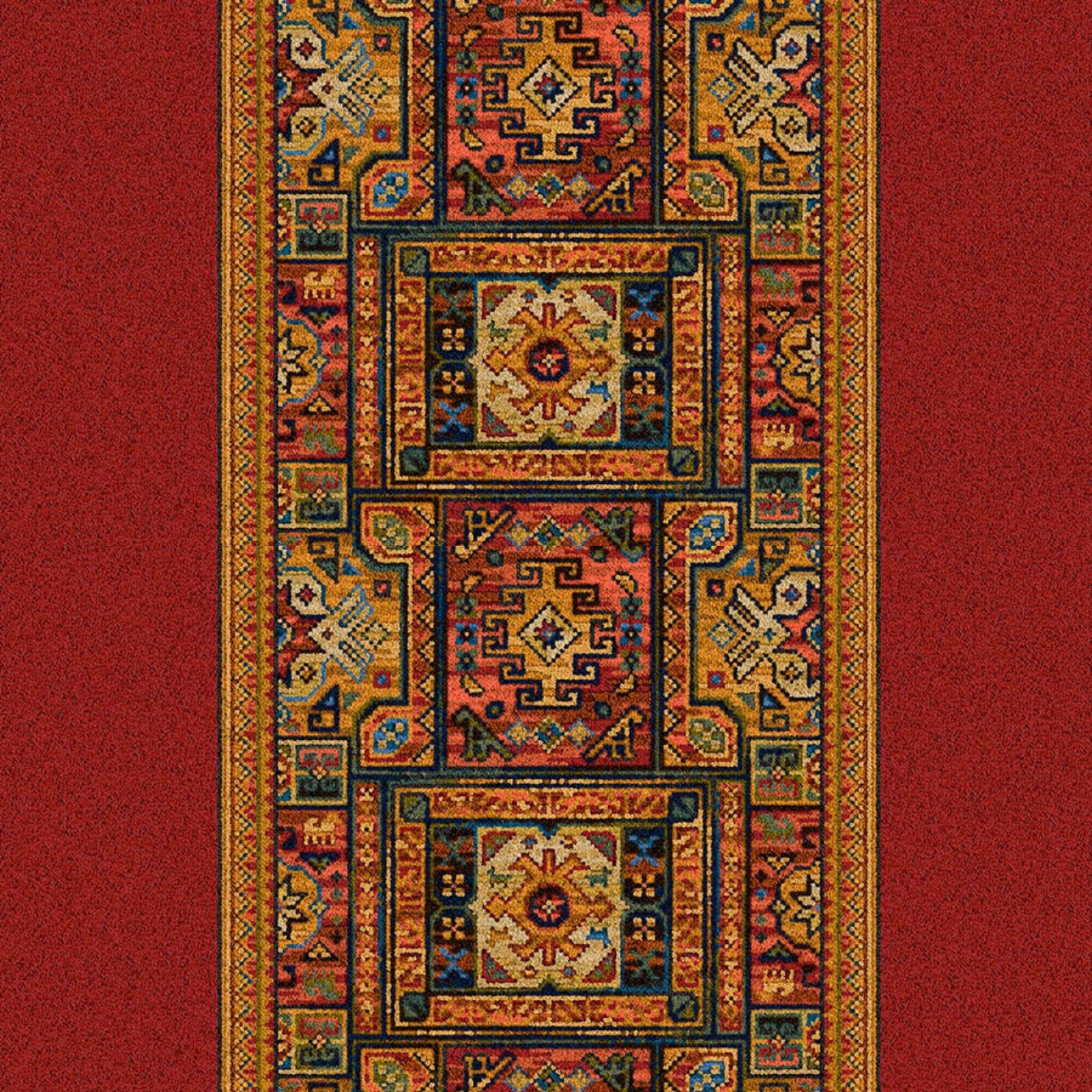 Traploper Ulster Carpets Glenavy Ethnic Panel Runner Rust